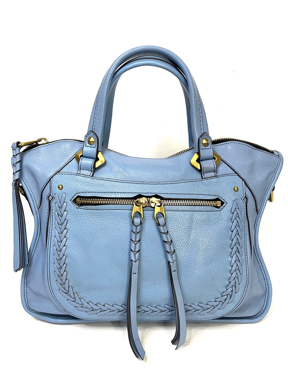 Oryany Sarah Sky Blue Pebbled Leather Satchel - Picture 2 of 11